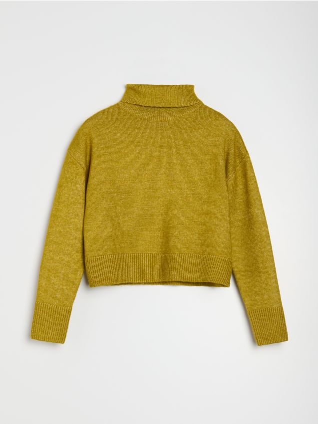 Sinsay - Hladký basic rolák - žlto-zelená