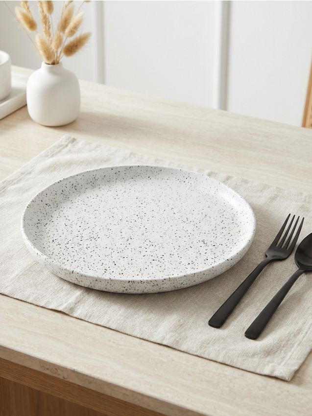 Sinsay - Farfurie plată cu model punctat - alb