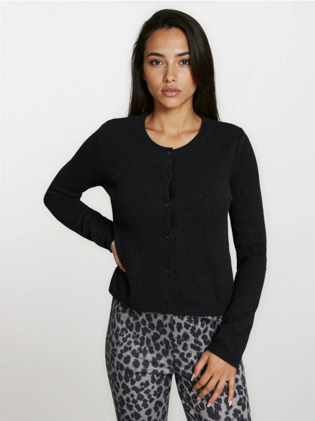 Sinsay - Cardigan simplu - negru