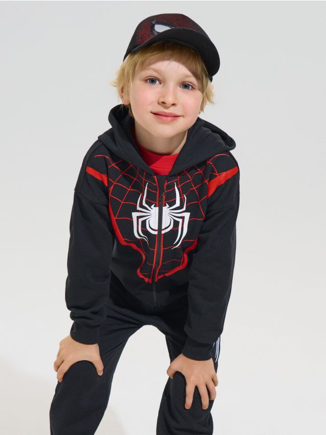 Sinsay - Șapcă din bumbac cu elemente reflectorizante Spider-Man - negru