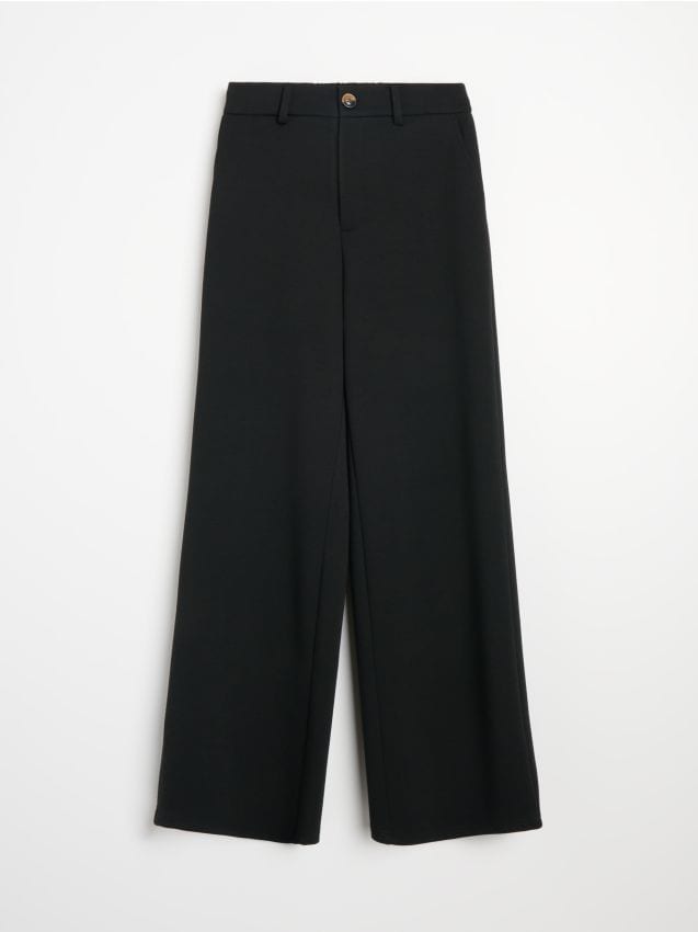 Spodnie wide leg Kolor czarny - SINSAY - 237FK-99X
