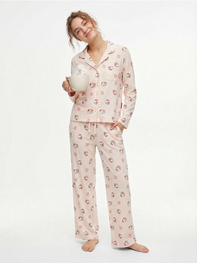 Sinsay - Bawełniana piżama dwuczęściowa Hello Kitty - czerwony