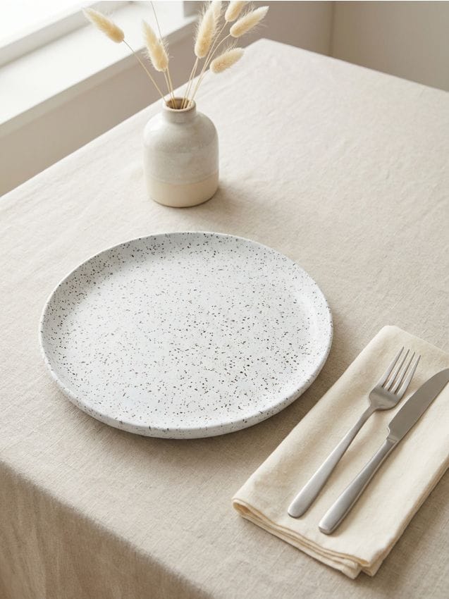 Sinsay - Farfurie plată cu model punctat - alb