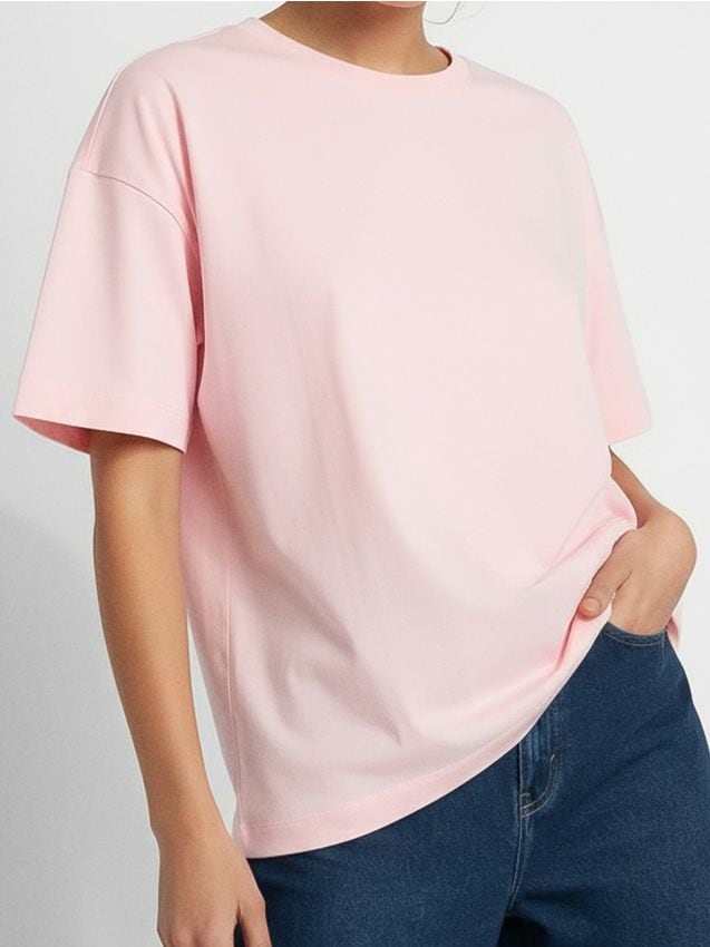 Sinsay - Tricou din bumbac basic - roz-pastel