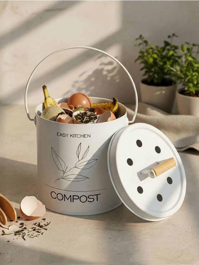 Sinsay - Container de compost din oțel cu capac - alb