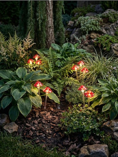 Lampa solarna LED z motywem grzyba