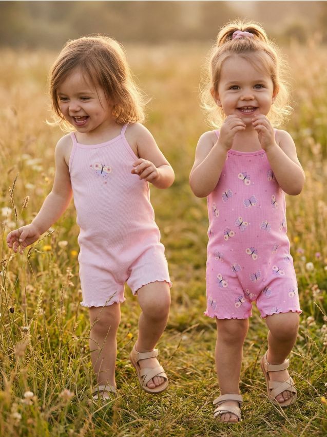 Sinsay - Salopete din bumbac cu imprimeu cu fluturi 2 pack - roz