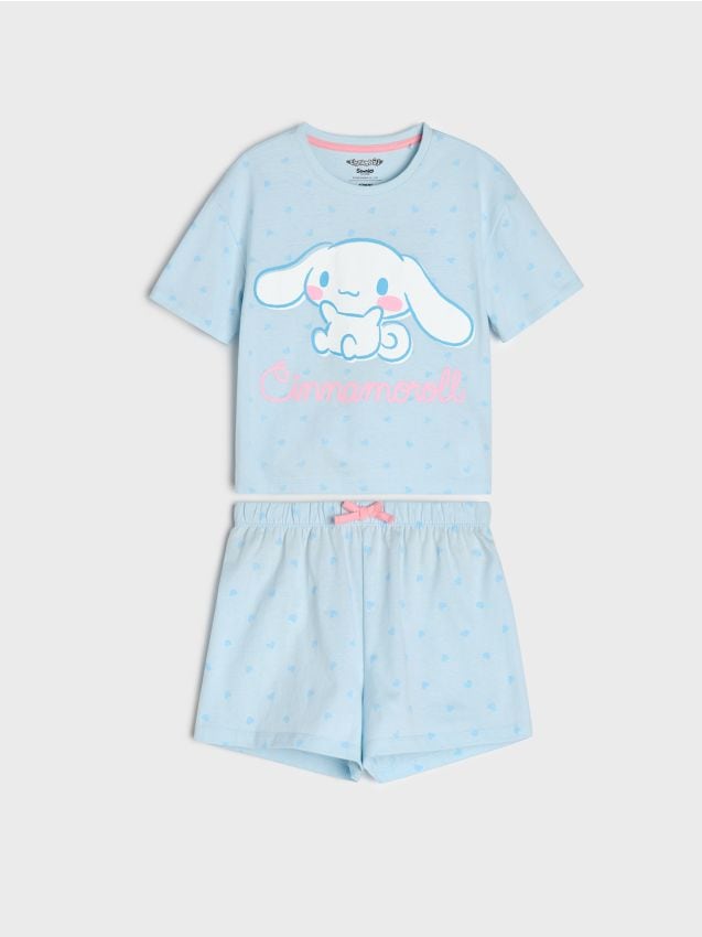 Sinsay - Pijama din bumbac în două piese cu imprimeu Cinnamoroll - albastru-pal