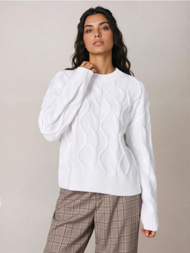 Sinsay - Pulover structurat - crem