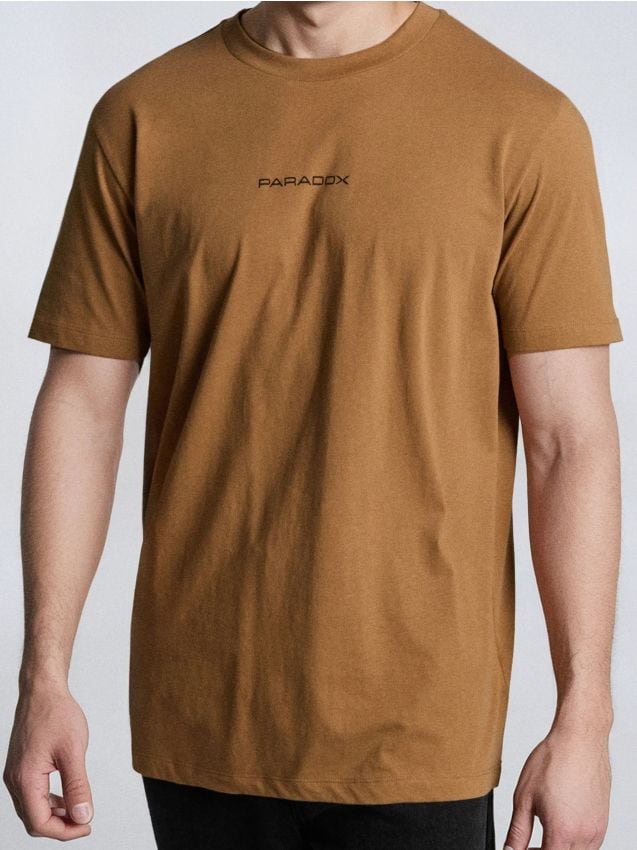 Sinsay - Tricou din bumbac cu inscripție - brun-auriu