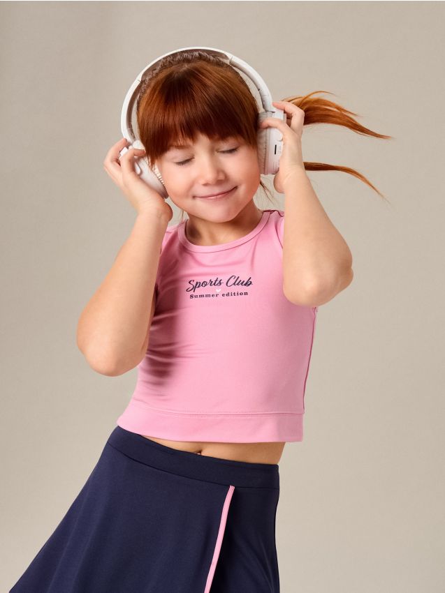 Sinsay - Tricou sport fără mâneci cu imprimeu - roz-fuchsia