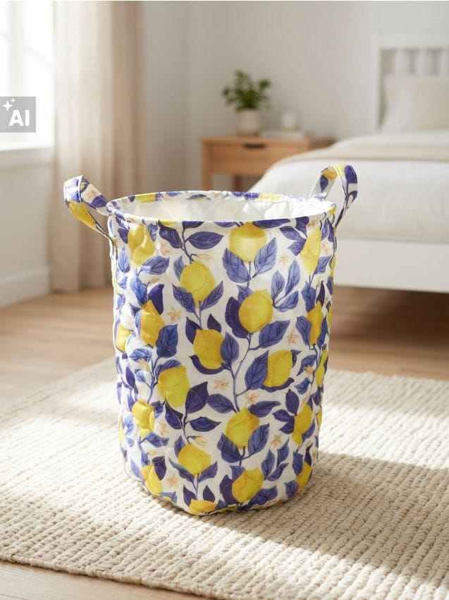 Sinsay - Coș de depozitare matlasat cu motiv de lămâi - multicolor