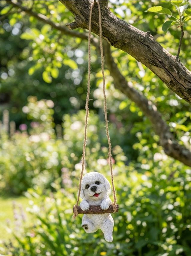 Sinsay - Decorațiune de grădină suspendată – cățeluș pe leagăn - alb