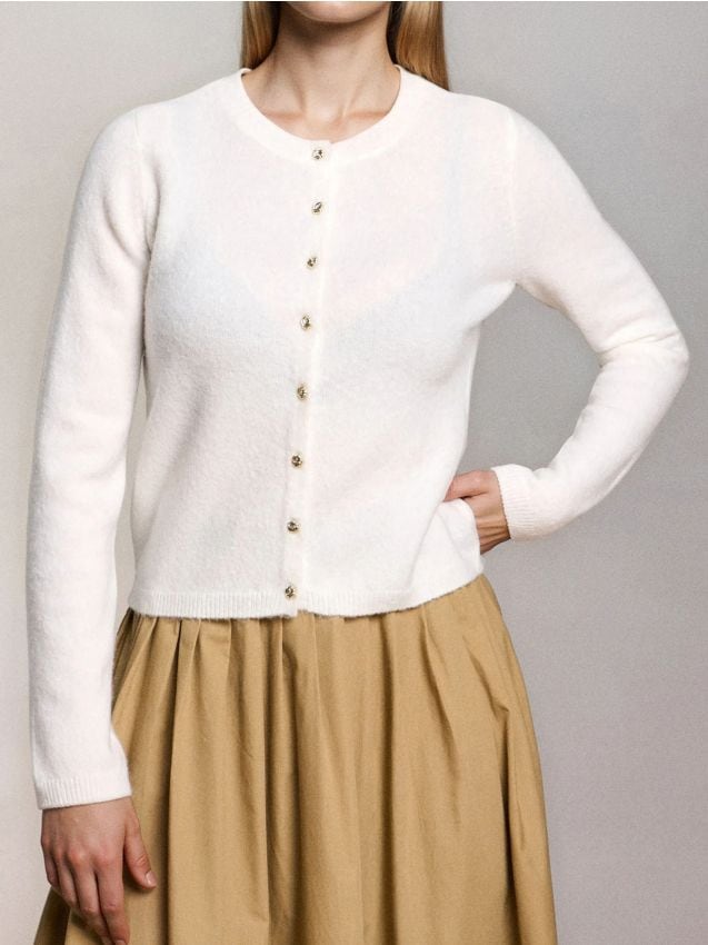 Sinsay - Kardigán s ozdobnými gombíkmi - krémová
