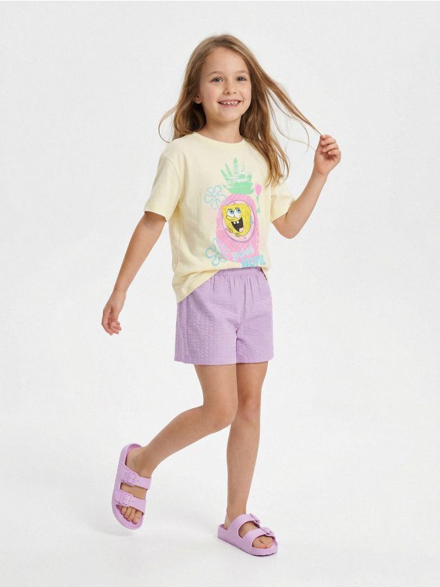 Sinsay - Tricou din bumbac cu imprimeu SpongeBob - verde-pal