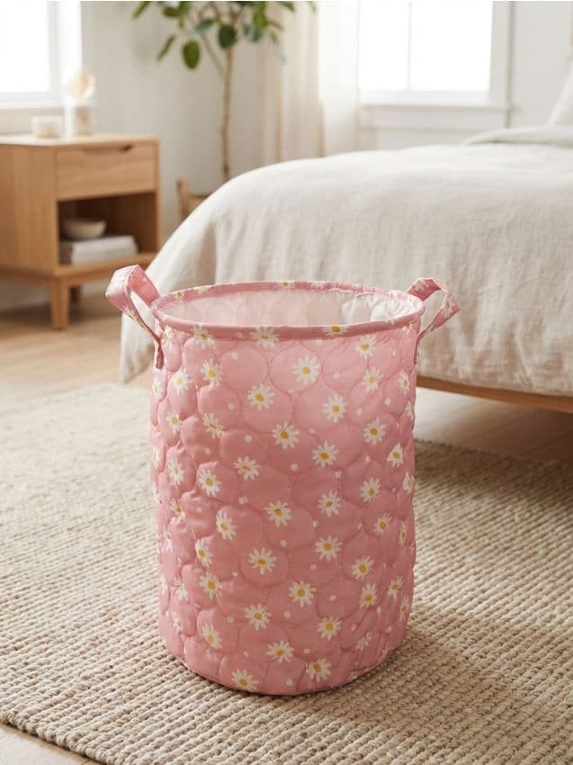 Sinsay - Coș de depozitare captusit cu motiv floral - roz