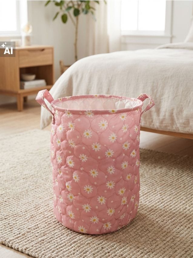 Sinsay - Coș de depozitare captusit cu motiv floral - roz