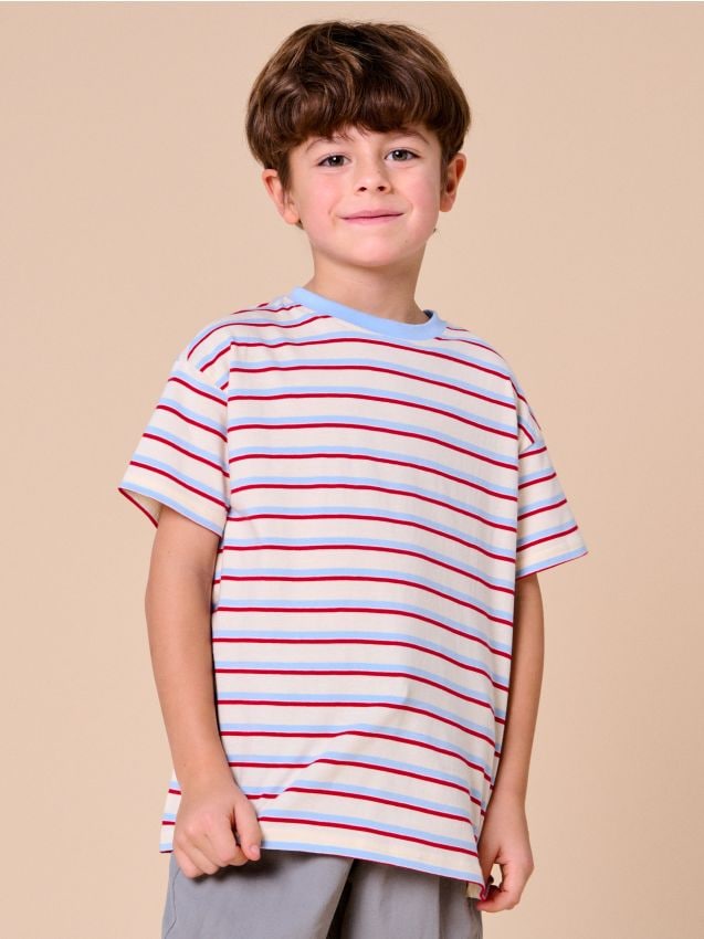 Sinsay - Tricou în dungi - crem