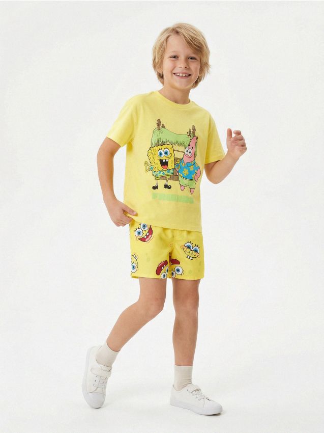 Sinsay - Șort de baie SpongeBob - galben-deschis