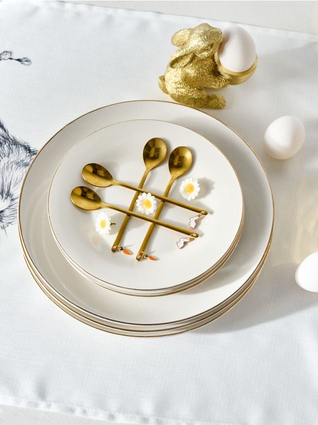 Sinsay - Set de lingurițe cu pandantive în formă de iepurași și morcovi 4 pack - auriu