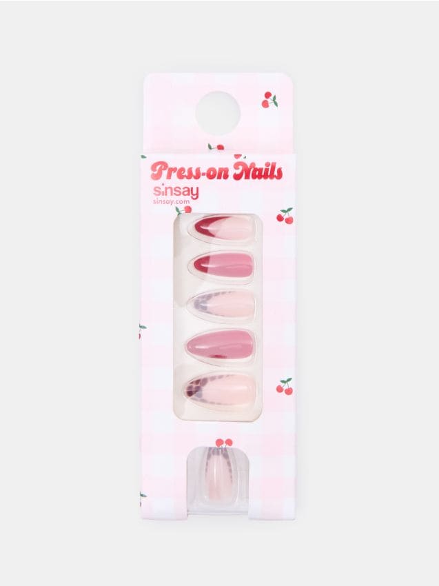 Sinsay - Unghii false în formă de migdale 24 pack - bordo