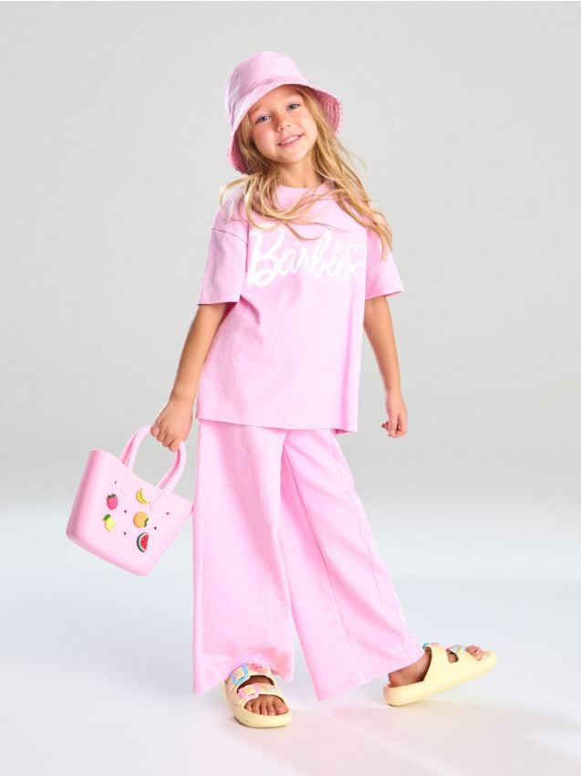 Sinsay - Komplet: koszulka i spodnie Barbie - różowy