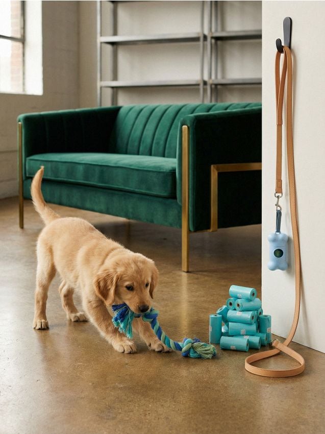 Sinsay - Set pentru câini: jucărie, pungi pentru excremente și husă pentru pungi – set 24 bucăți - albastru