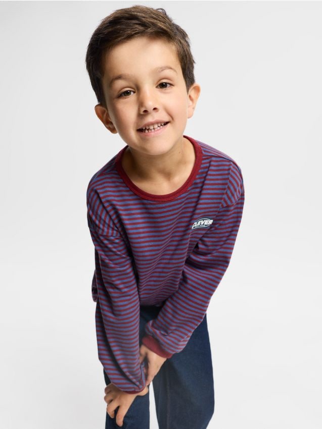 Sinsay - Tricou din bumbac cu mânecă lungă în dungi - multicolor