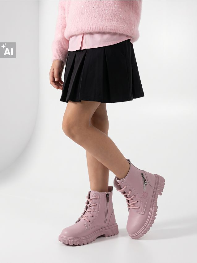Sinsay - Pantofi cu șiret peste gleznă - roz-pastel