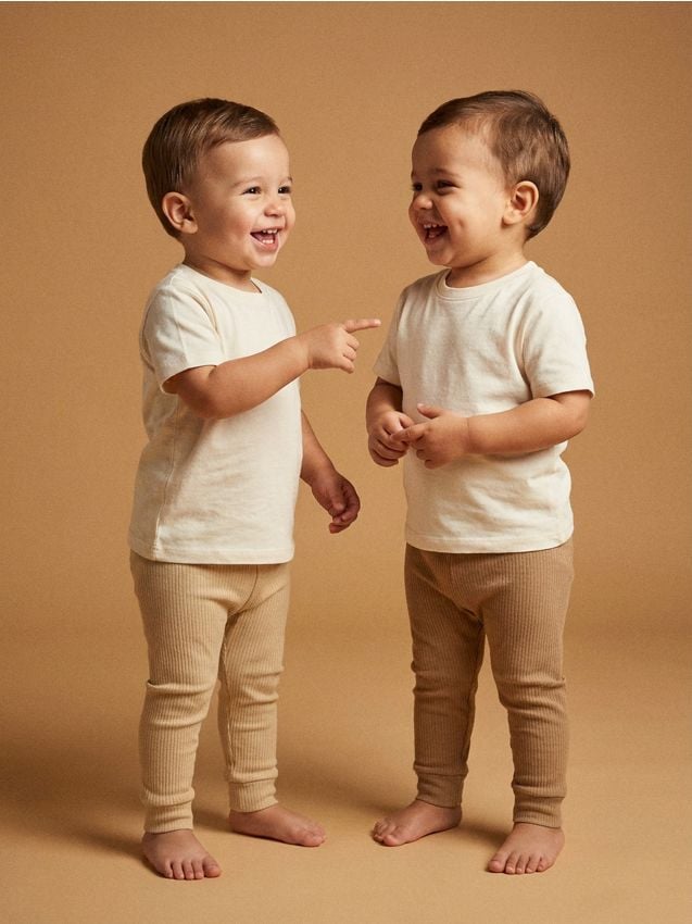 Sinsay - Set 2 colanți din bumbac - bej