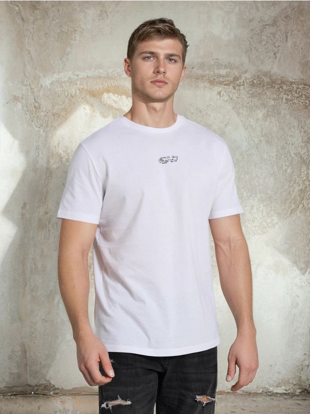 Sinsay - Tricou din bumbac cu imprimeu - alb