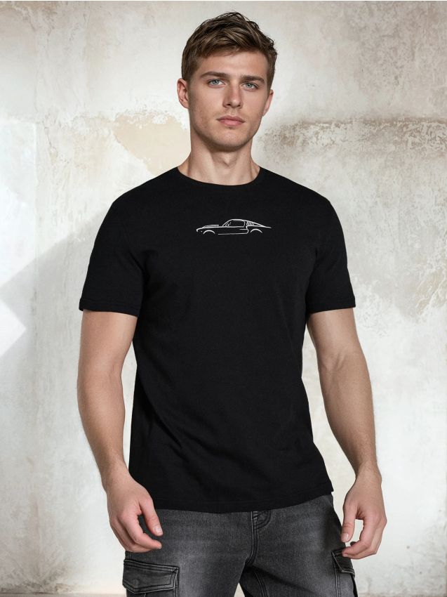 Sinsay - Bawełniana koszulka z nadrukiem - czarny