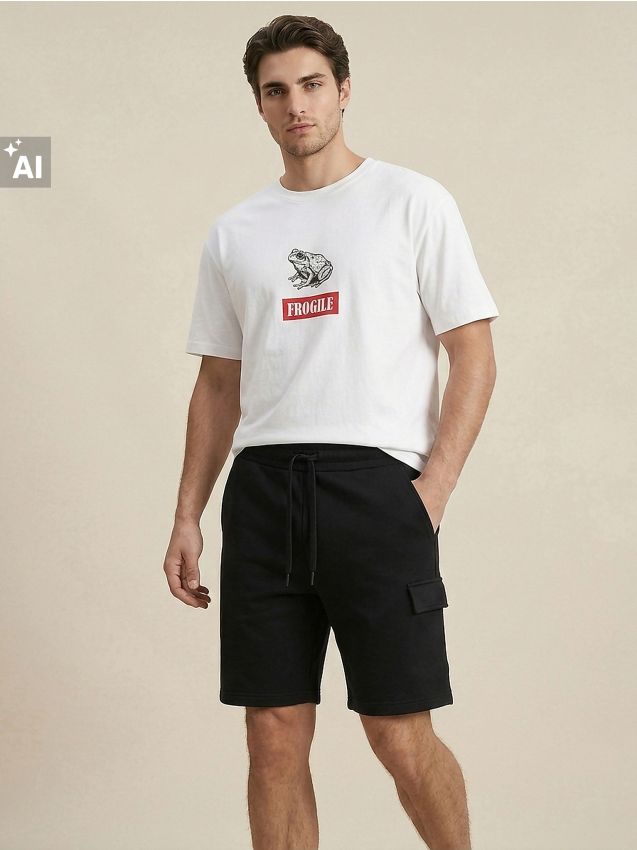Sinsay - Pantaloni scurți bermude cargo - negru