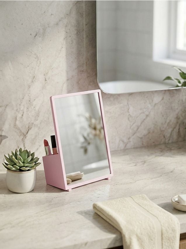 Sinsay - Oglindă cu organizator - roz-pastel