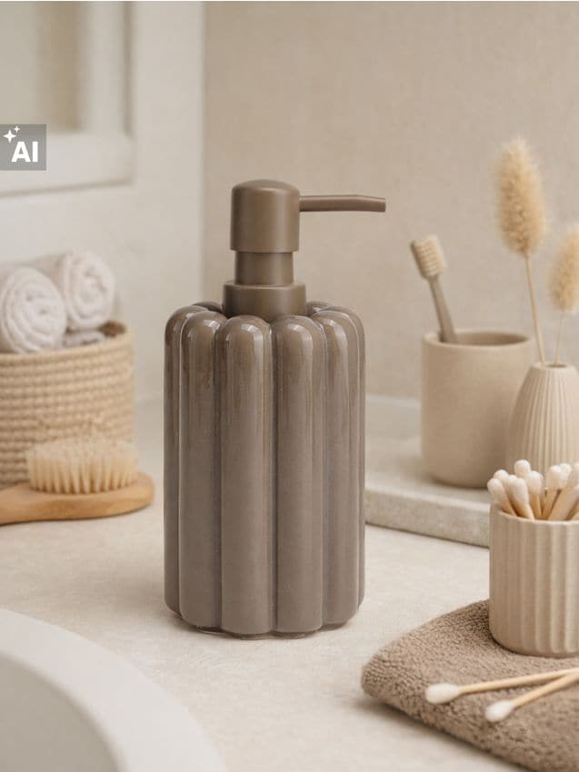 Sinsay - Dozator de săpun din ceramică cu striații - maro
