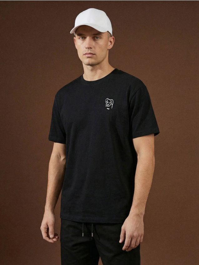 Sinsay - Tricou din bumbac cu imprimeu - negru