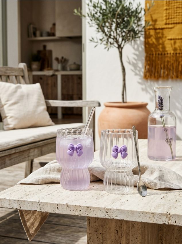 Sinsay - Pahare cu striații și motiv fundiță 2 pack - clear