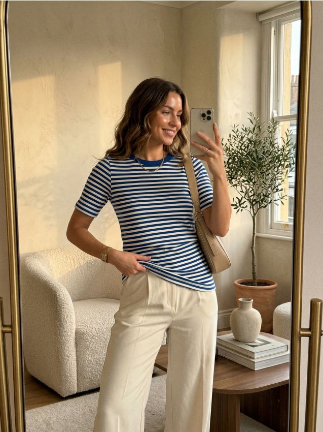 Sinsay - Tricou din bumbac în dungi - albastru