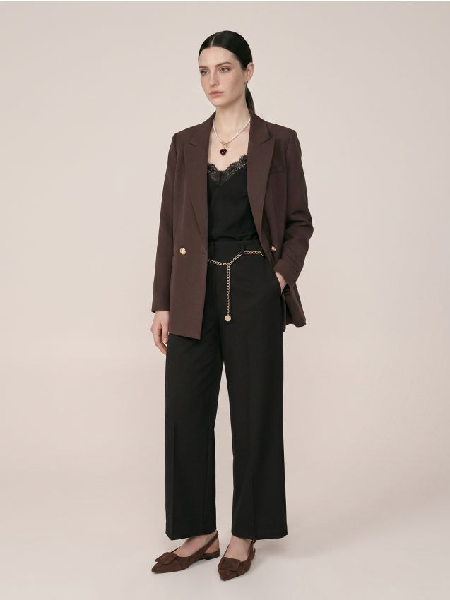 Top con spalline sottili e pizzo - nero