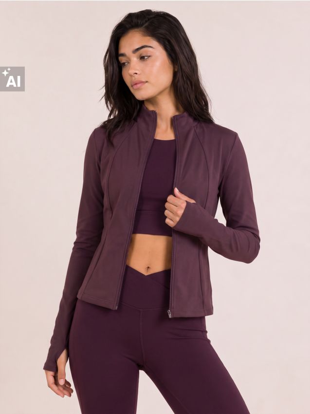 Sinsay - Bluză sport cu guler înalt și fermoar Everyday Active - mahon