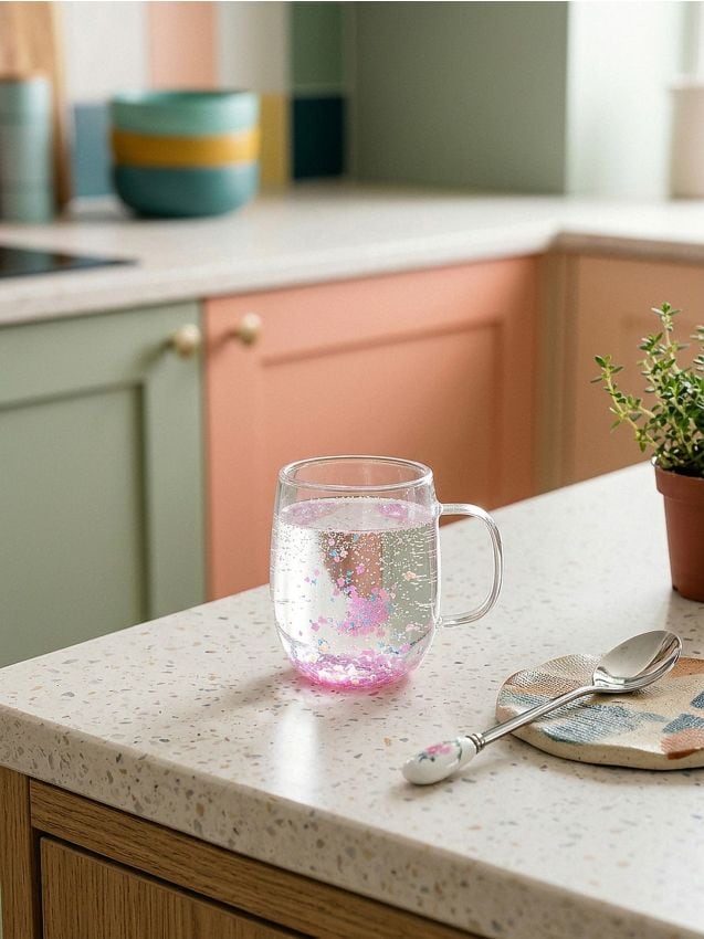 Sinsay - Cană cu fund dublu și confetti decorativ - clear