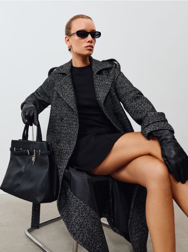 Sinsay - Rochie mini tricotată cu adaos de vâscoză - negru