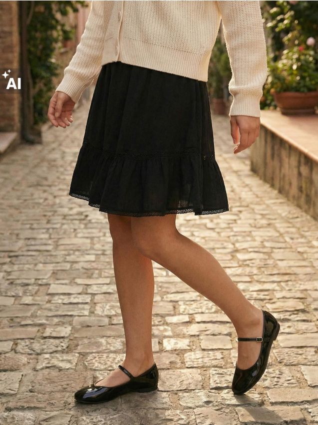 Sinsay - Fustă mini cu volănașe la tiv - negru