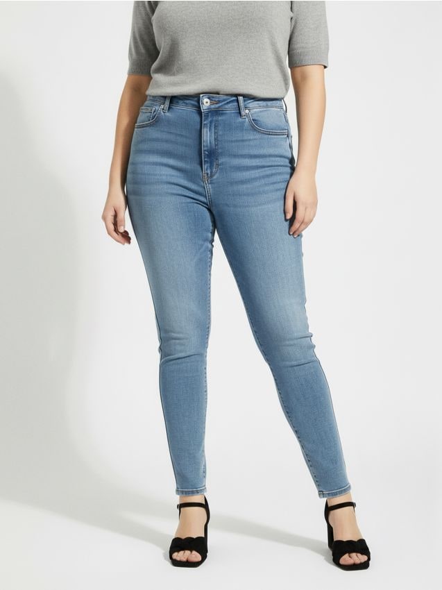 Sinsay - Blugi skinny cu talie înaltă plus size - albastru