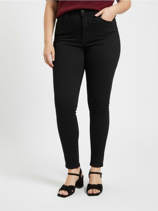 Sinsay - Jeansy skinny z wysokim stanem Plus size - czarny