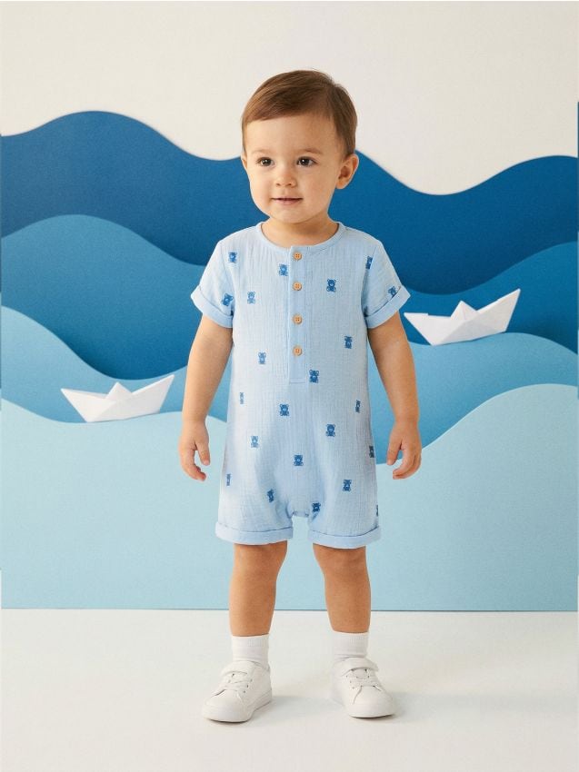 Sinsay - Salopetă din muselină cu model de ursuleți - multicolor