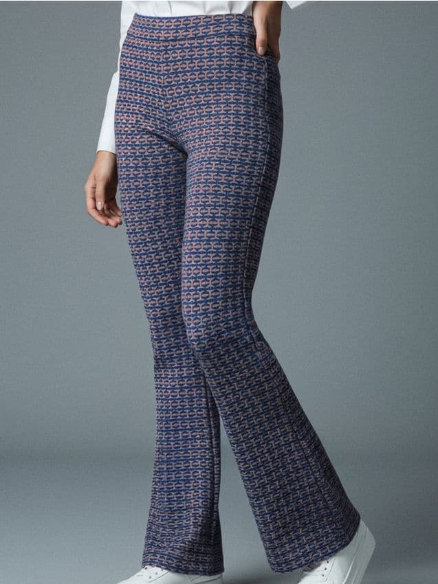 Sinsay - Vzorované nohavice s rozšírenými nohavicami - svetlomodrá