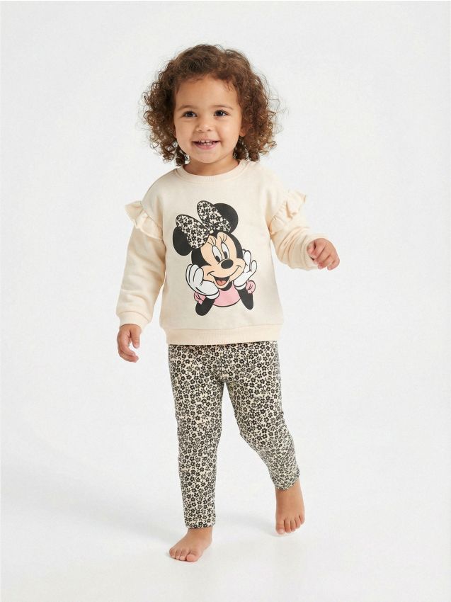 Sinsay - Komplet: bluza i legginsy Minnie Mouse - kremowy