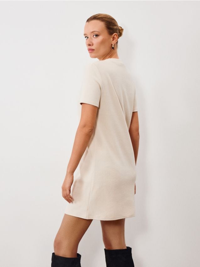 Sinsay - Rochie mini cu amestec de bumbac - nude