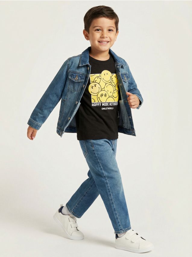 Sinsay - Tricou din bumbac cu imprimeu Smiley World - negru